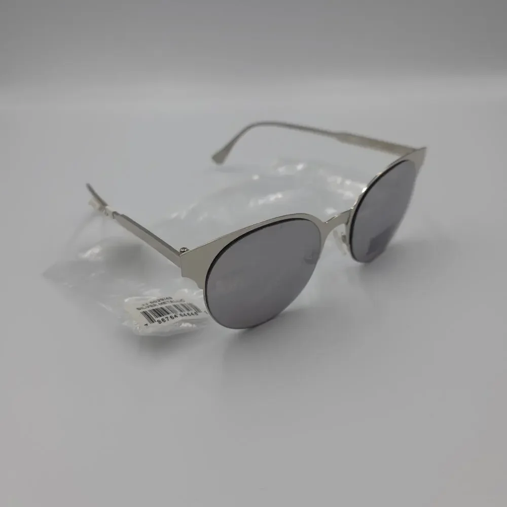Joe’s Jeans Women's Browline Geometric Cat Eye Sunglasses in Silver Metallic